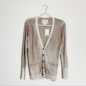 New Anthropologie coincidence & chance brown tan button cotton cardigan sweater